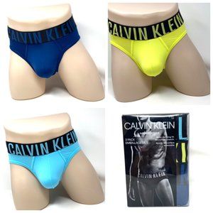 SANTA’S DEAL 🎄 Calvin Klein Men's 3 Pack Microfiber Logo Hip Brief Yellow Navy